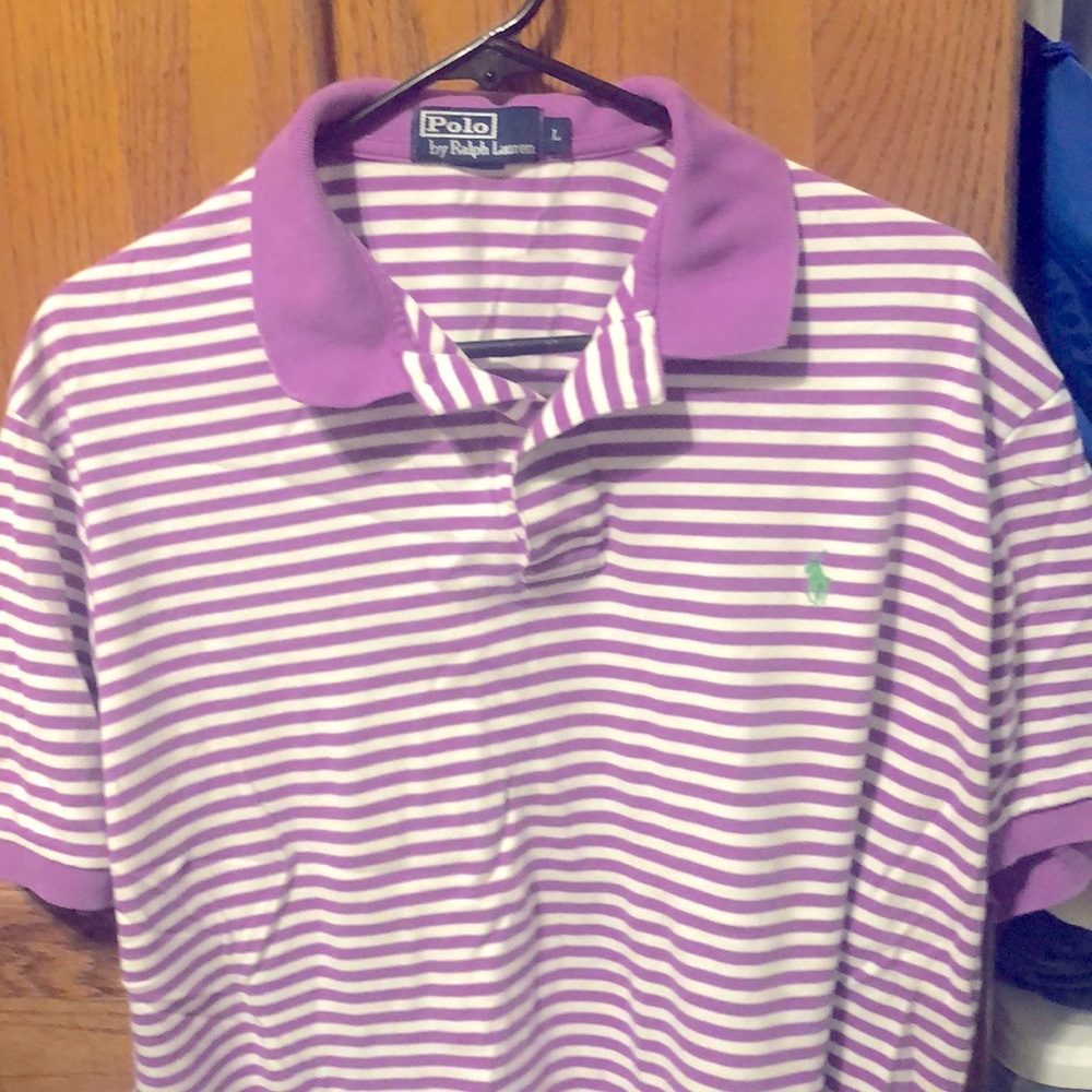 Polo by Ralph Lauren Purple Stripe on White size L
